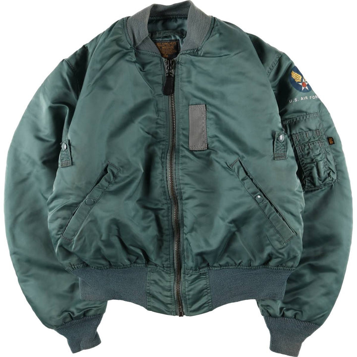 Civilian Alpha MA-1 style padded military flight jacket, men's size M, vintage Nylon green type Vintage Second Hand