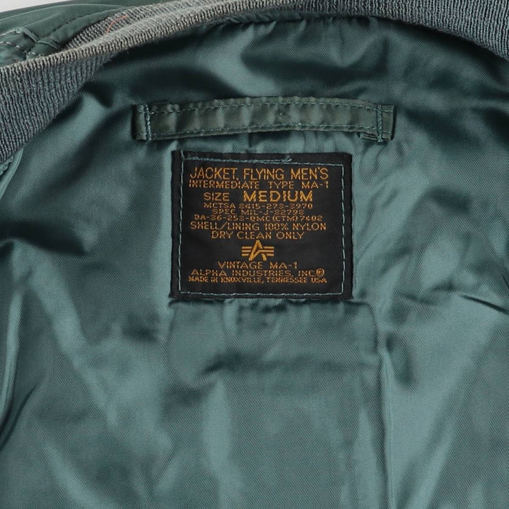 Civilian Alpha MA-1 style padded military flight jacket, men's size M, vintage Nylon green type Vintage Second Hand