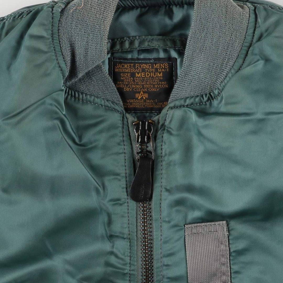 Civilian Alpha MA-1 style padded military flight jacket, men's size M, vintage Nylon green type Vintage Second Hand