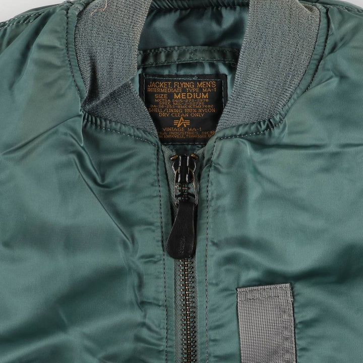 Civilian Alpha MA-1 style padded military flight jacket, men's size M, vintage Nylon green type Vintage Second Hand