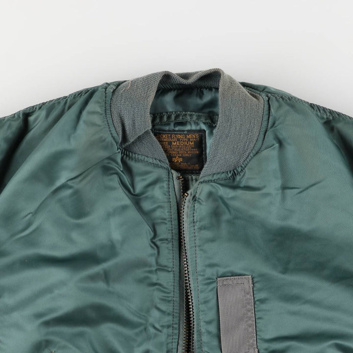 Civilian Alpha MA-1 style padded military flight jacket, men's size M, vintage Nylon green type Vintage Second Hand