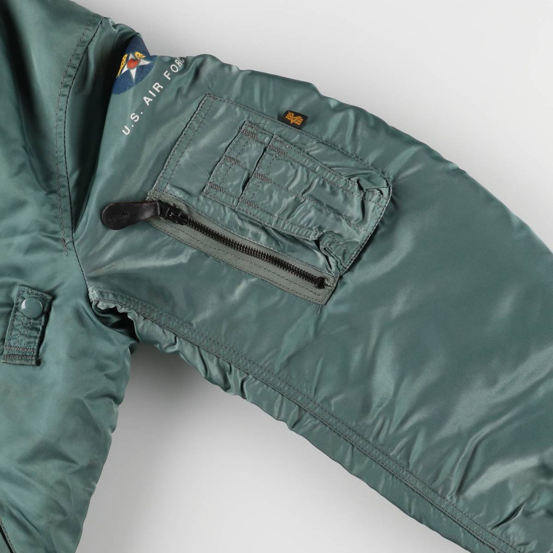Civilian Alpha MA-1 style padded military flight jacket, men's size M, vintage Nylon green type Vintage Second Hand