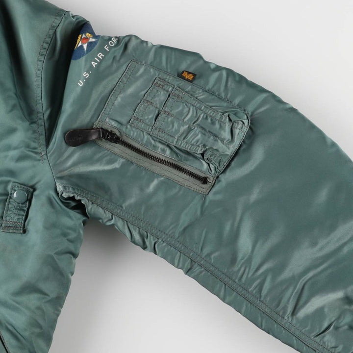 Civilian Alpha MA-1 style padded military flight jacket, men's size M, vintage Nylon green type Vintage Second Hand