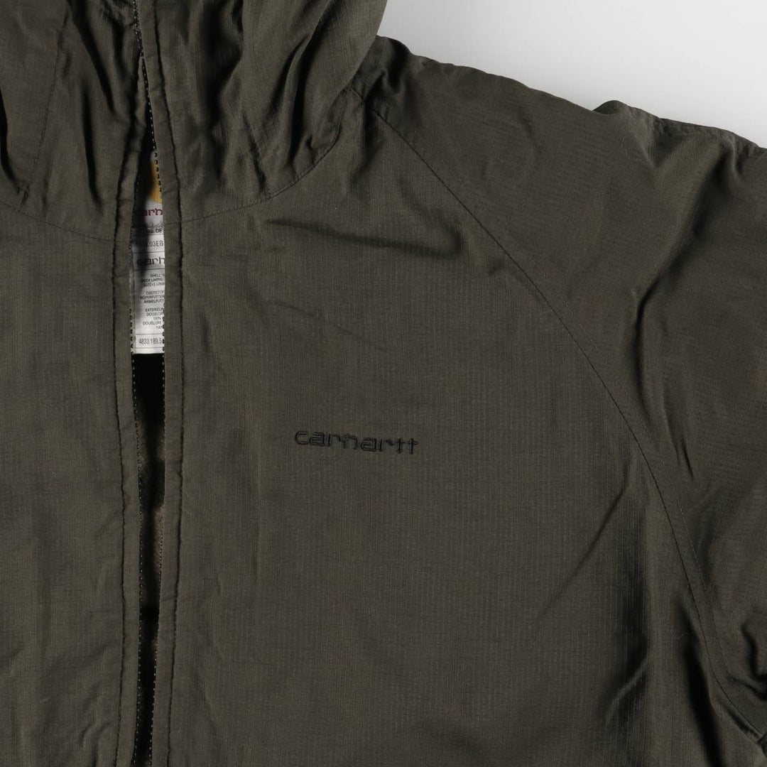 Carhartt Ripstop Hooded Work Jacket, Men's Size Medium Nylon Khaki type Vintage Second Hand