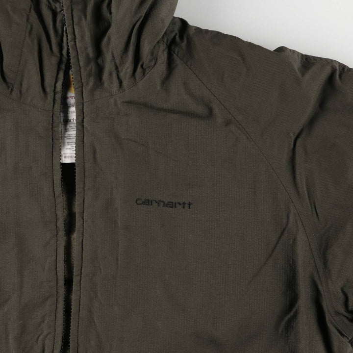 Carhartt Ripstop Hooded Work Jacket, Men's Size Medium Nylon Khaki type Vintage Second Hand