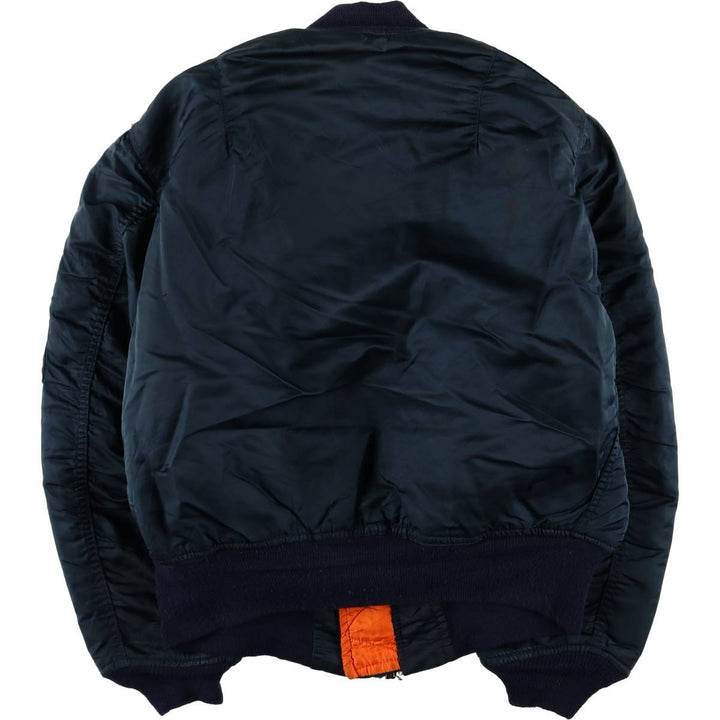 90'S civilian Alpha MA-1 style padded military flight jacket, made in the USA, men's size L, vintage Nylon navy blue type Vintage Second Hand