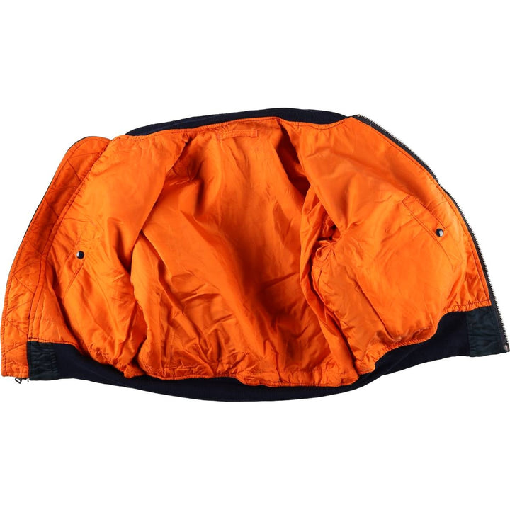 90'S civilian Alpha MA-1 style padded military flight jacket, made in the USA, men's size L, vintage Nylon navy blue type Vintage Second Hand