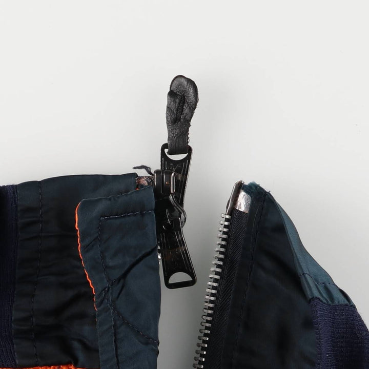 90'S civilian Alpha MA-1 style padded military flight jacket, made in the USA, men's size L, vintage Nylon navy blue type Vintage Second Hand