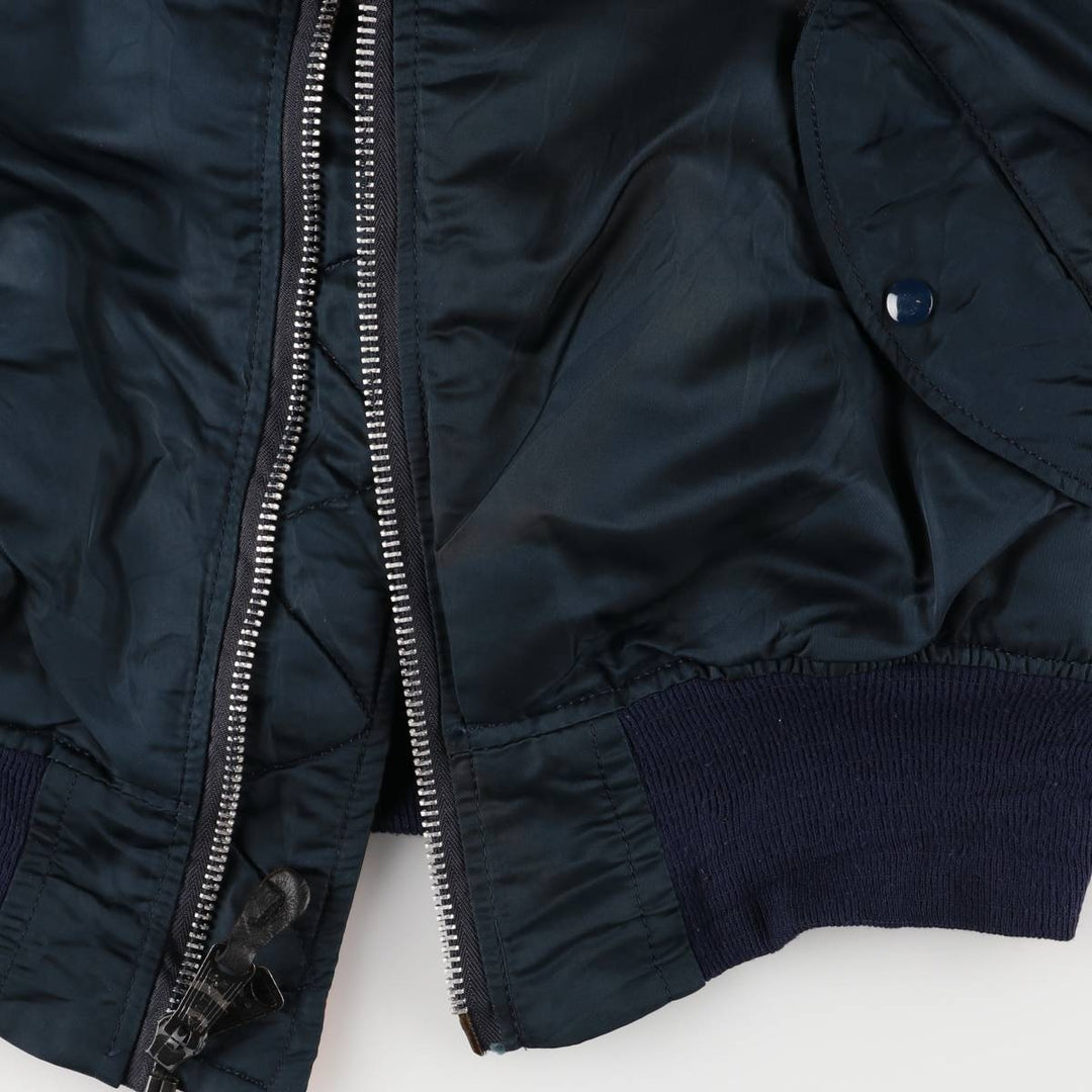 90'S civilian Alpha MA-1 style padded military flight jacket, made in the USA, men's size L, vintage Nylon navy blue type Vintage Second Hand