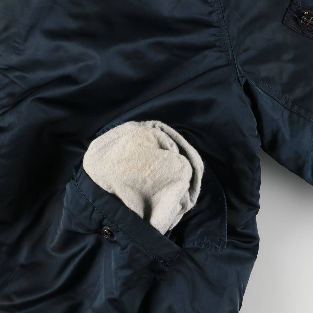 90'S civilian Alpha MA-1 style padded military flight jacket, made in the USA, men's size L, vintage Nylon navy blue type Vintage Second Hand