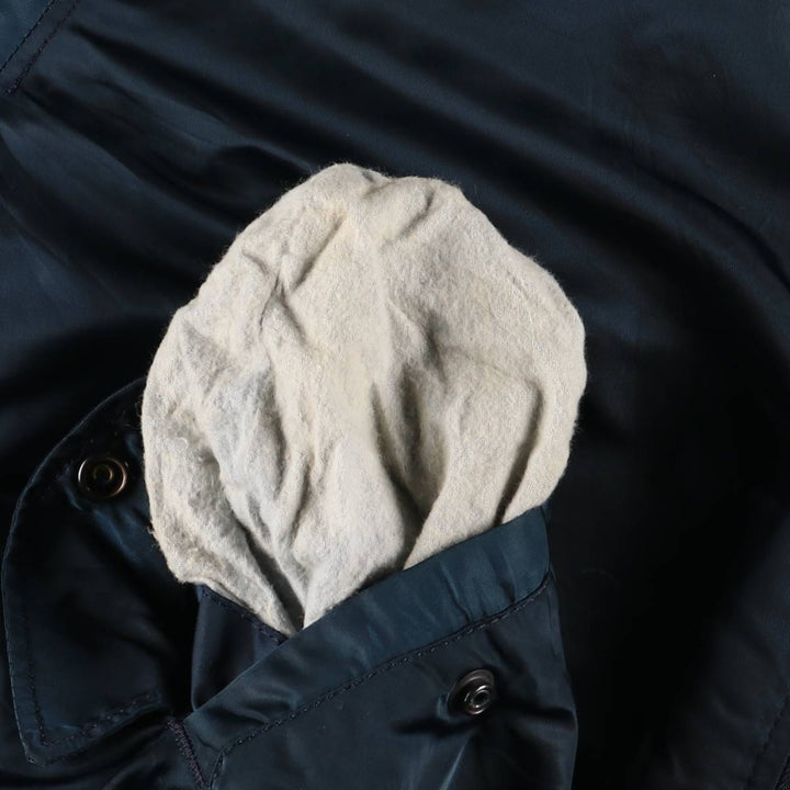 90'S civilian Alpha MA-1 style padded military flight jacket, made in the USA, men's size L, vintage Nylon navy blue type Vintage Second Hand