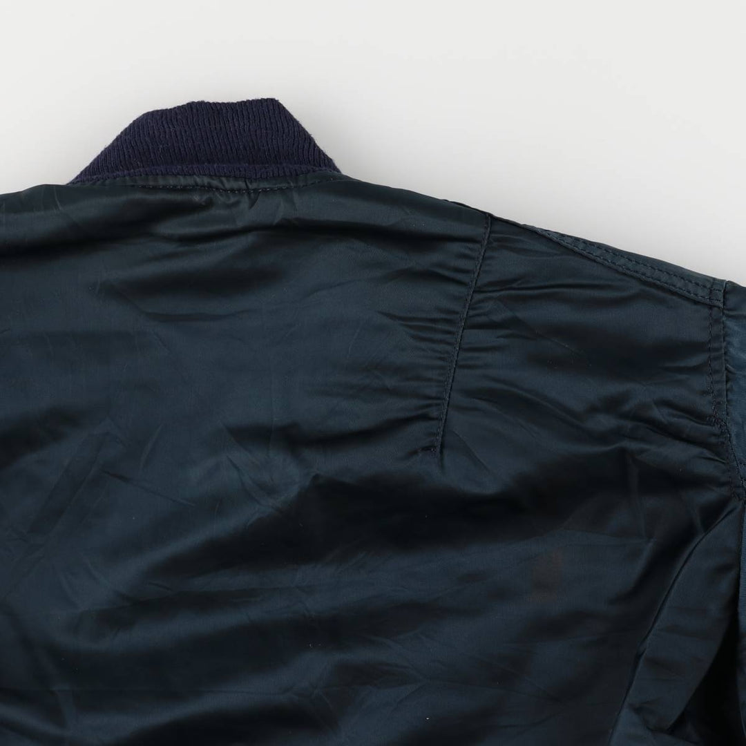 90'S civilian Alpha MA-1 style padded military flight jacket, made in the USA, men's size L, vintage Nylon navy blue type Vintage Second Hand