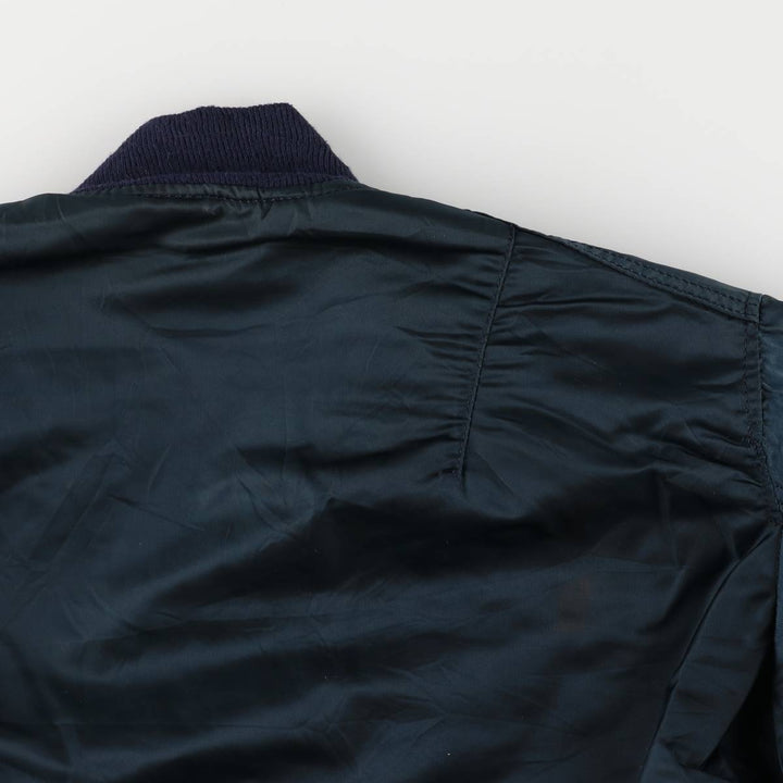 90'S civilian Alpha MA-1 style padded military flight jacket, made in the USA, men's size L, vintage Nylon navy blue type Vintage Second Hand