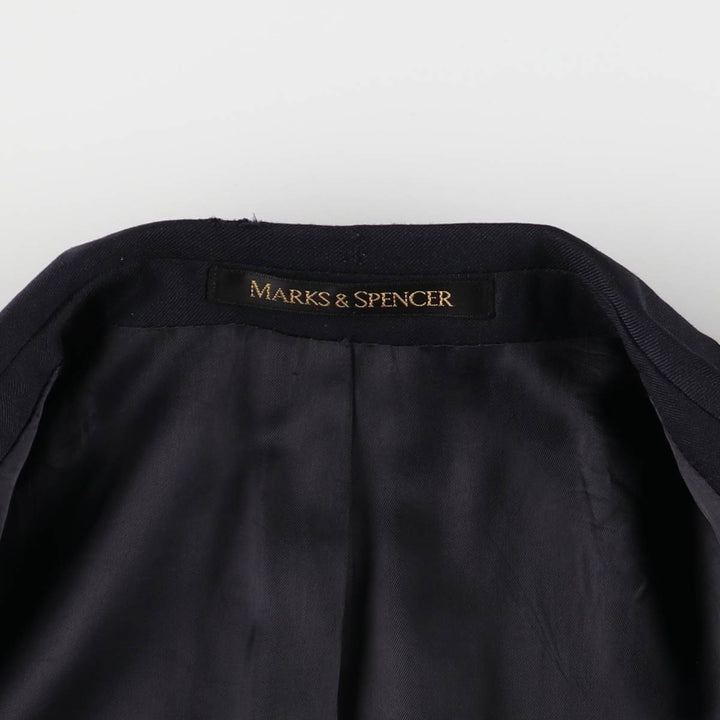 1990'S Marks & Spencer St. Michael Navy Blazer, Tailored Jacket, Made in the UK, Men's Size L wool navy blue type Vintage Second Hand