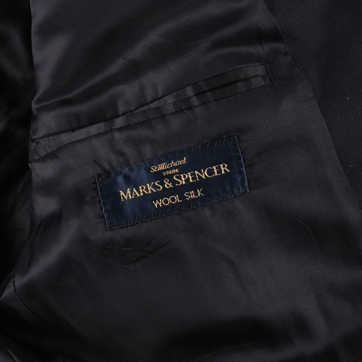 1990'S Marks & Spencer St. Michael Navy Blazer, Tailored Jacket, Made in the UK, Men's Size L wool navy blue type Vintage Second Hand