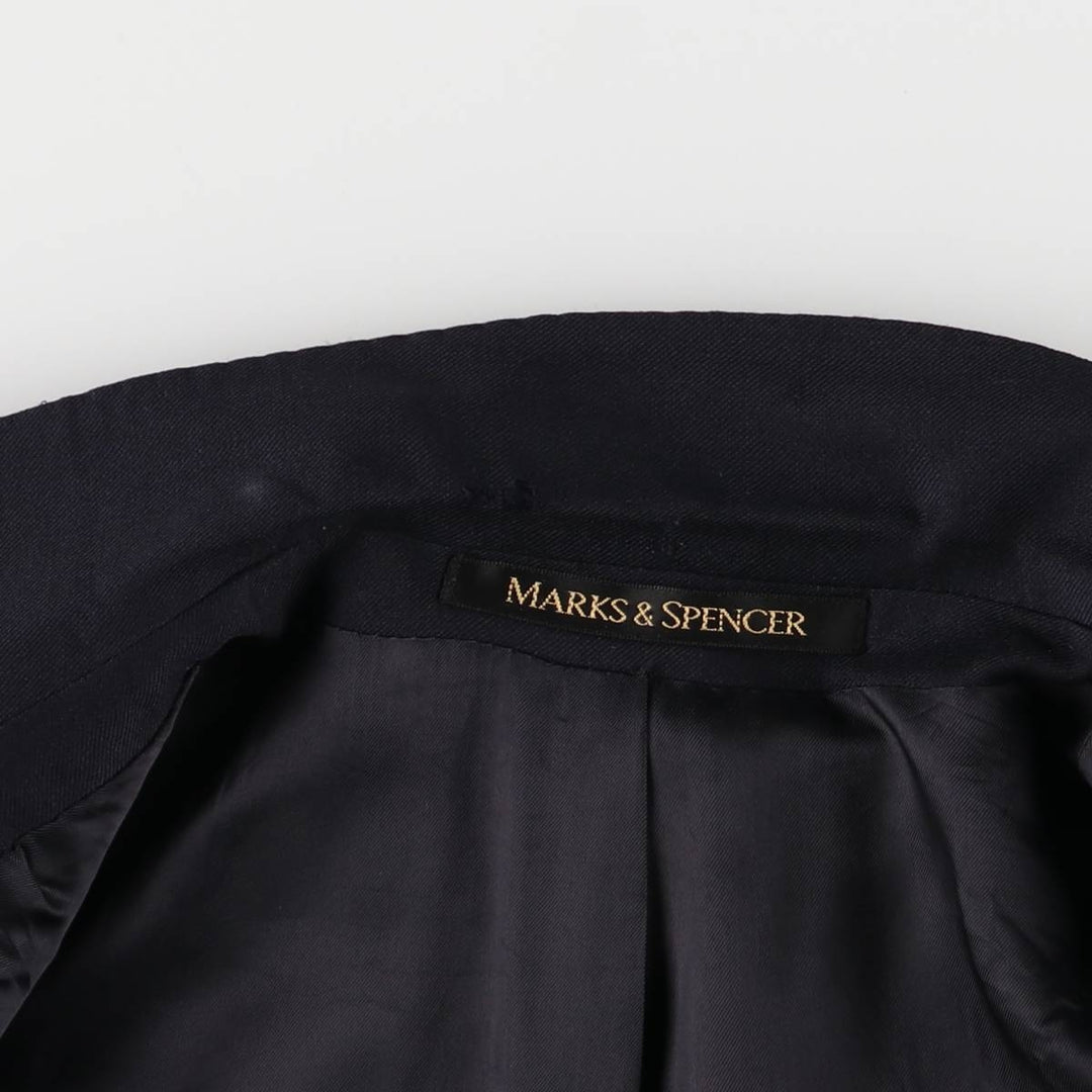 1990'S Marks & Spencer St. Michael Navy Blazer, Tailored Jacket, Made in the UK, Men's Size L wool navy blue type Vintage Second Hand