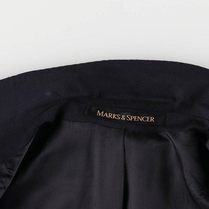 1990'S Marks & Spencer St. Michael Navy Blazer, Tailored Jacket, Made in the UK, Men's Size L wool navy blue type Vintage Second Hand
