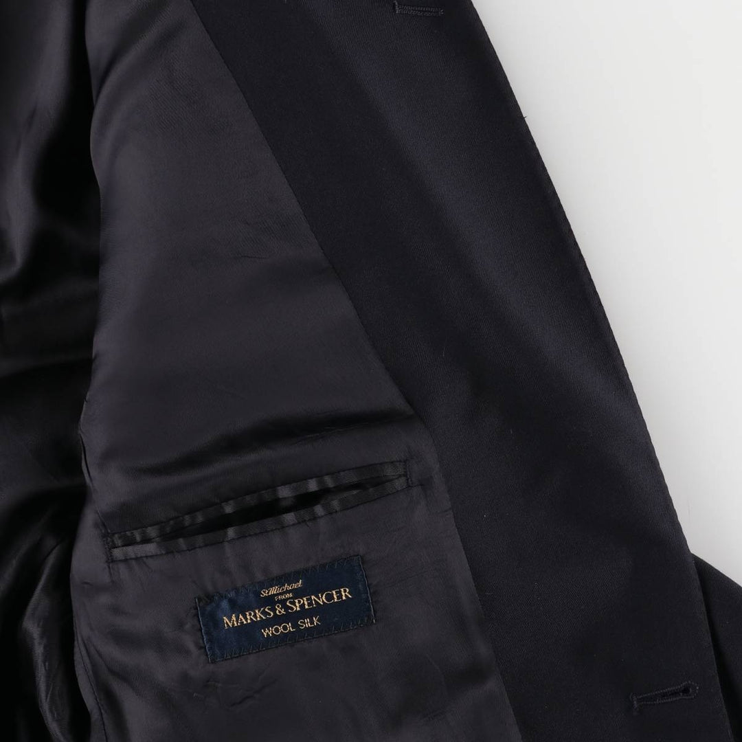 1990'S Marks & Spencer St. Michael Navy Blazer, Tailored Jacket, Made in the UK, Men's Size L wool navy blue type Vintage Second Hand