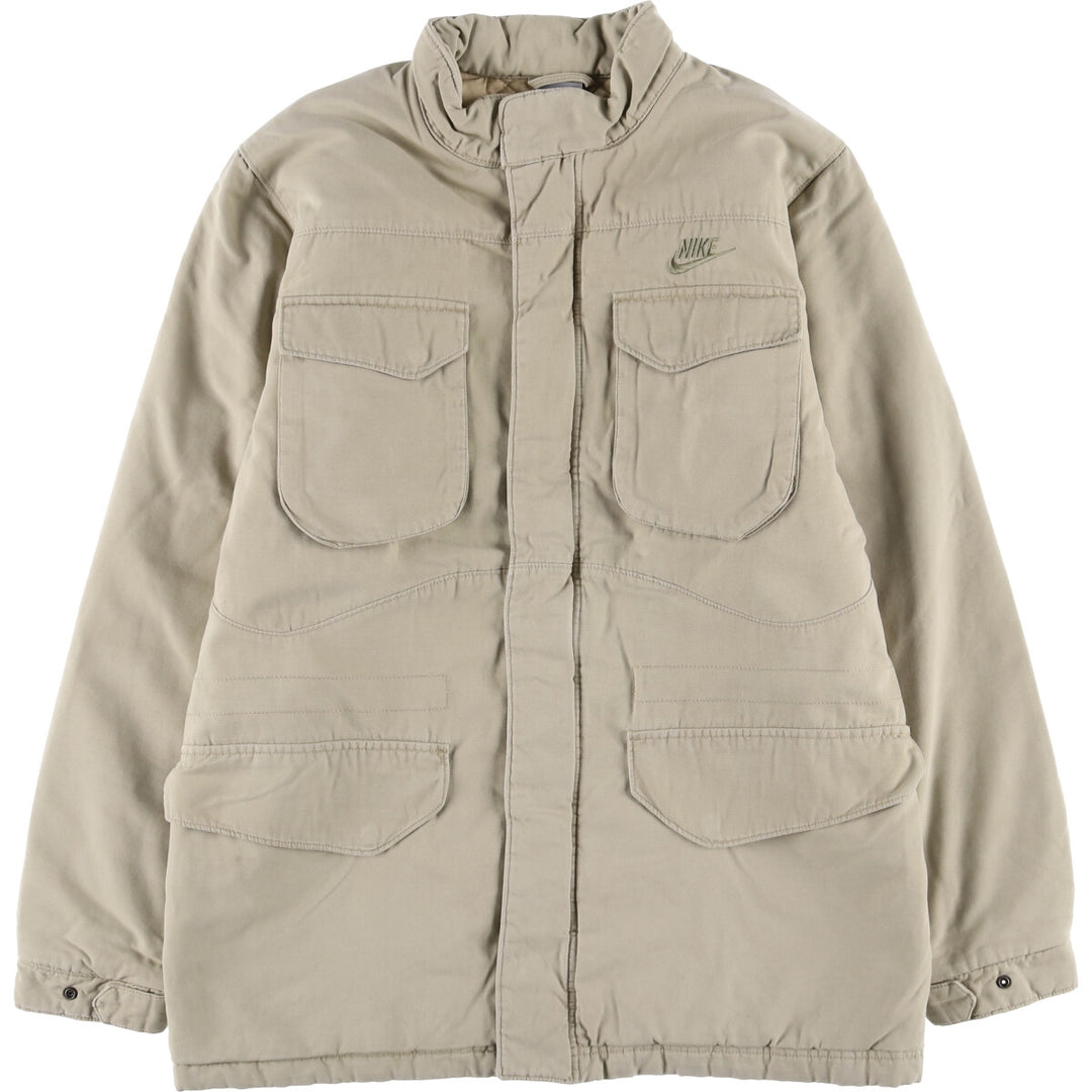 2000'S Nike stand-collar padded puffer jacket, size M, men's cotton Beige type Vintage Second Hand