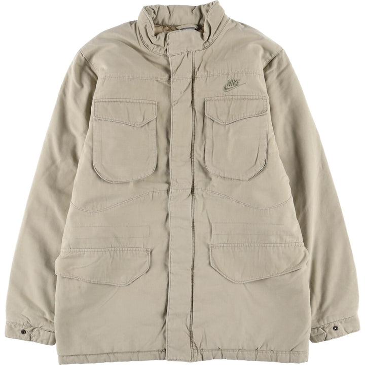 2000'S Nike stand-collar padded puffer jacket, size M, men's cotton Beige type Vintage Second Hand