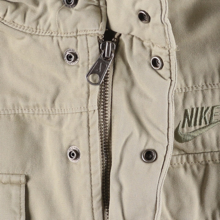 2000'S Nike stand-collar padded puffer jacket, size M, men's cotton Beige type Vintage Second Hand