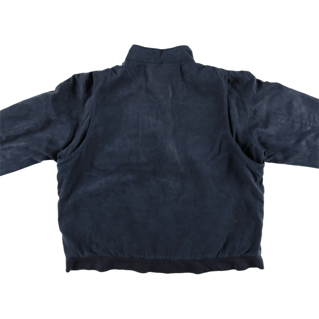 90s-00'S LLBean Padded Stand Collar Faux Suede Leather Blouson, Men's XXL Faux leather navy blue type Vintage Second Hand