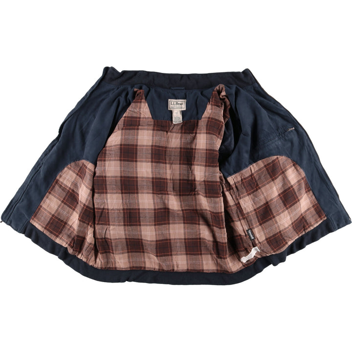 90s-00'S LLBean Padded Stand Collar Faux Suede Leather Blouson, Men's XXL Faux leather navy blue type Vintage Second Hand