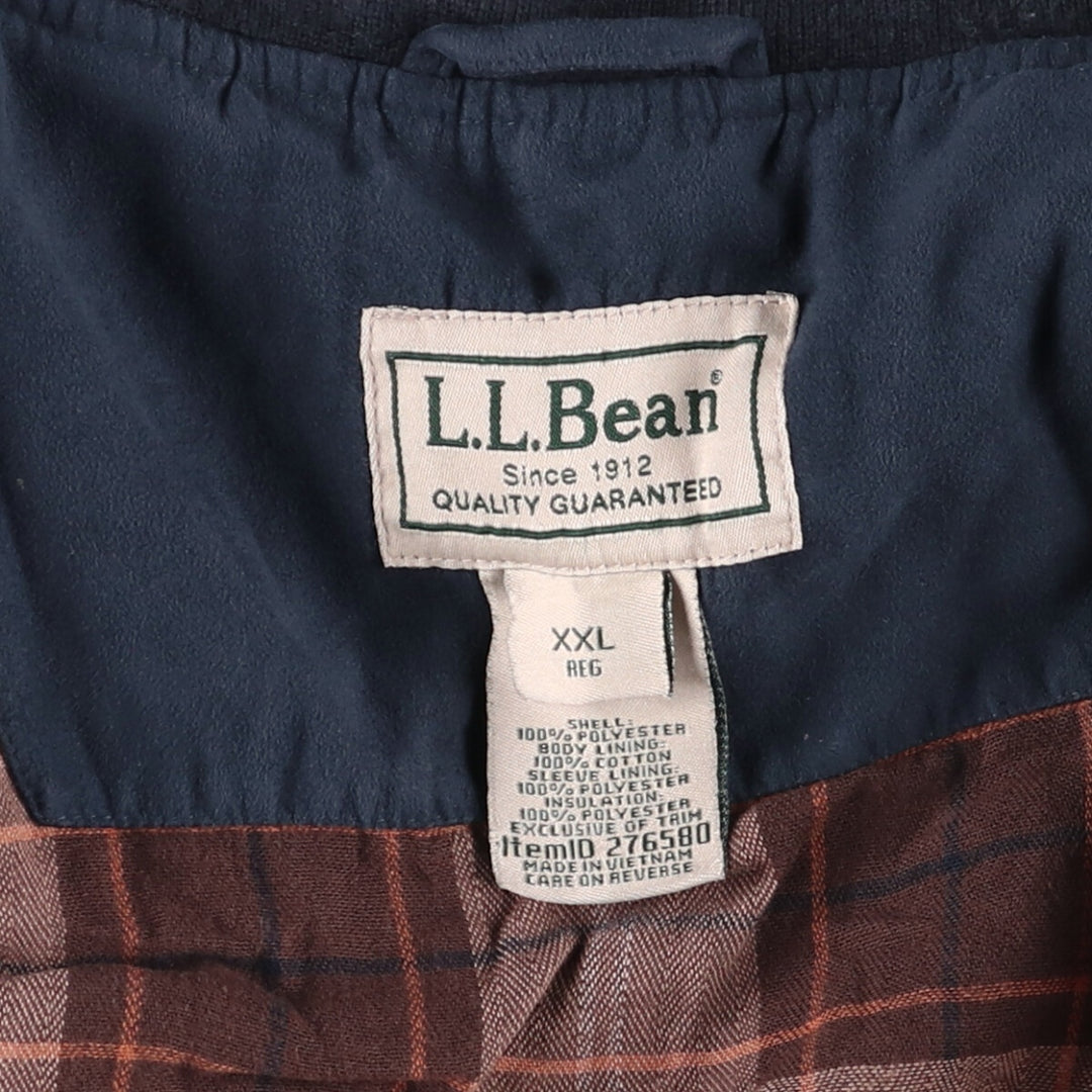 90s-00'S LLBean Padded Stand Collar Faux Suede Leather Blouson, Men's XXL Faux leather navy blue type Vintage Second Hand
