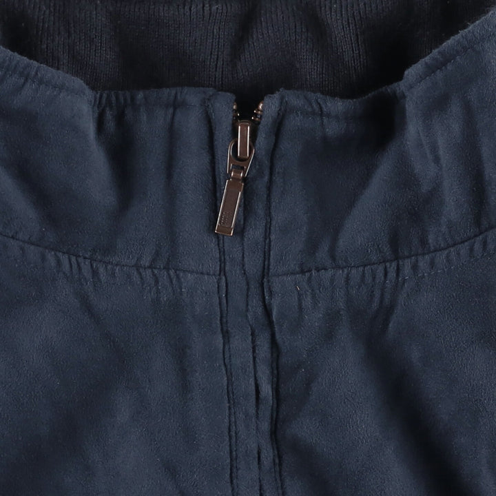 90s-00'S LLBean Padded Stand Collar Faux Suede Leather Blouson, Men's XXL Faux leather navy blue type Vintage Second Hand