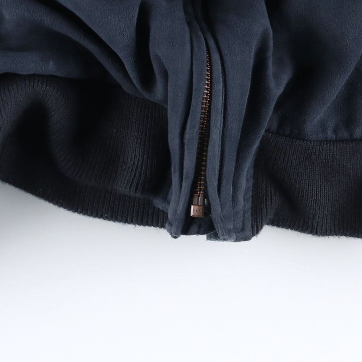 90s-00'S LLBean Padded Stand Collar Faux Suede Leather Blouson, Men's XXL Faux leather navy blue type Vintage Second Hand