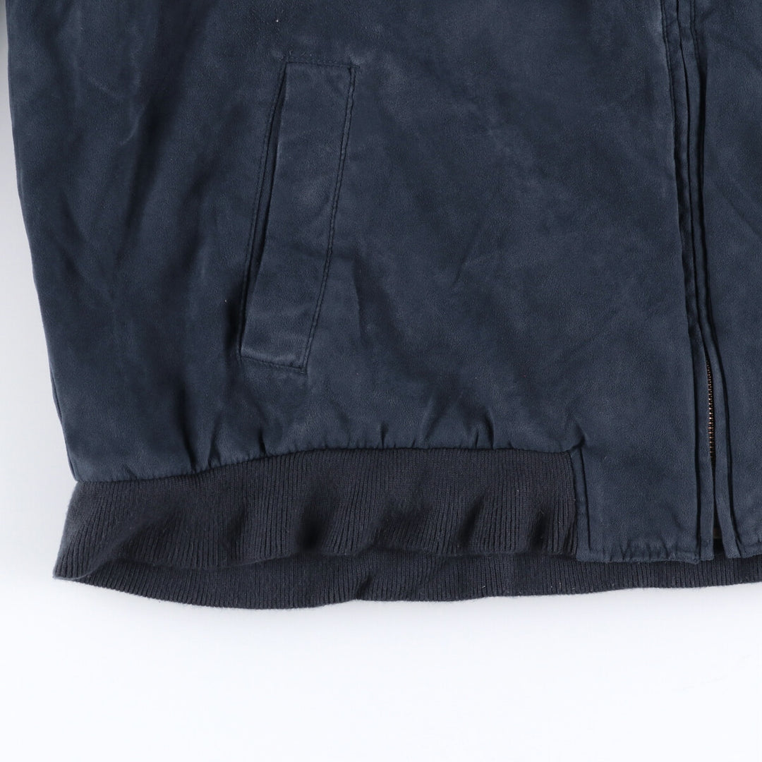 90s-00'S LLBean Padded Stand Collar Faux Suede Leather Blouson, Men's XXL Faux leather navy blue type Vintage Second Hand