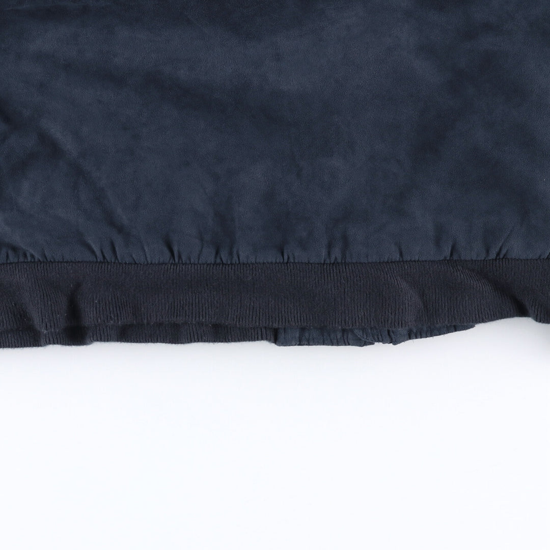 90s-00'S LLBean Padded Stand Collar Faux Suede Leather Blouson, Men's XXL Faux leather navy blue type Vintage Second Hand