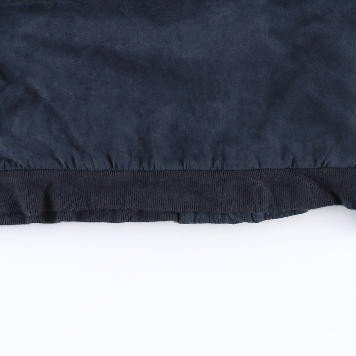 90s-00'S LLBean Padded Stand Collar Faux Suede Leather Blouson, Men's XXL Faux leather navy blue type Vintage Second Hand