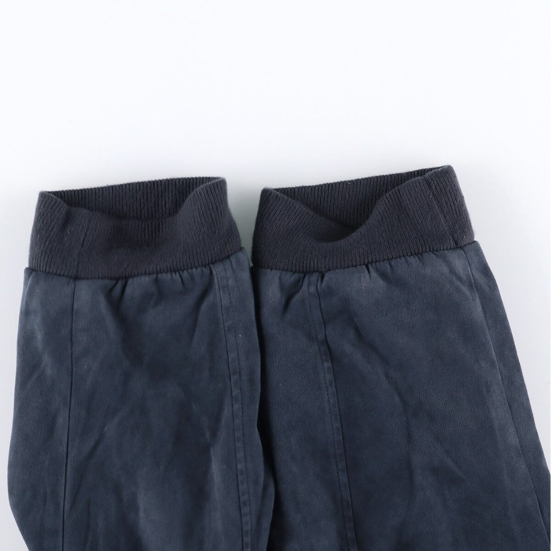 90s-00'S LLBean Padded Stand Collar Faux Suede Leather Blouson, Men's XXL Faux leather navy blue type Vintage Second Hand