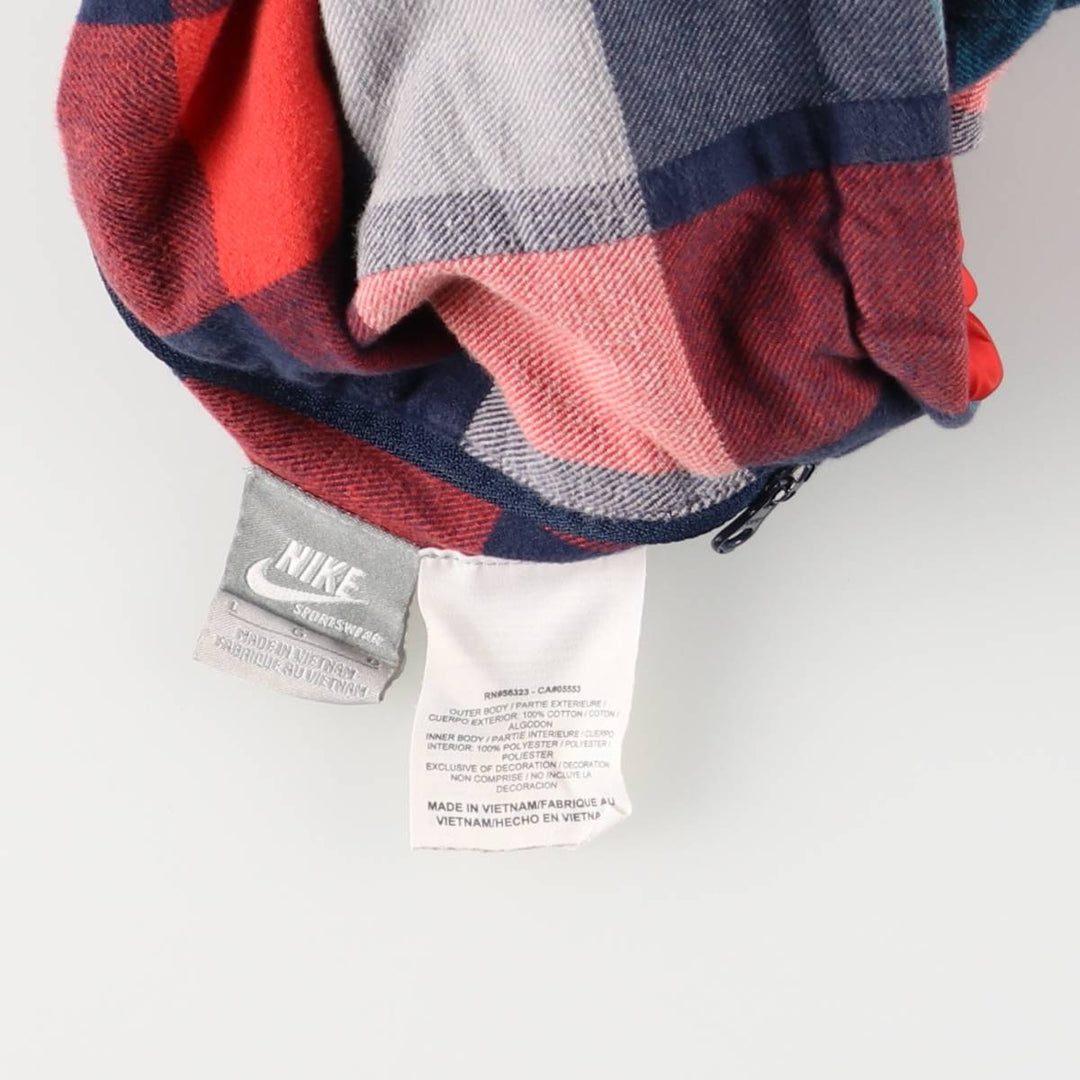 2000'S Nike Check Pattern Reversible Anorak Parka, Cotton Blouson, Men's Size L cotton multicolor Vintage Second Hand