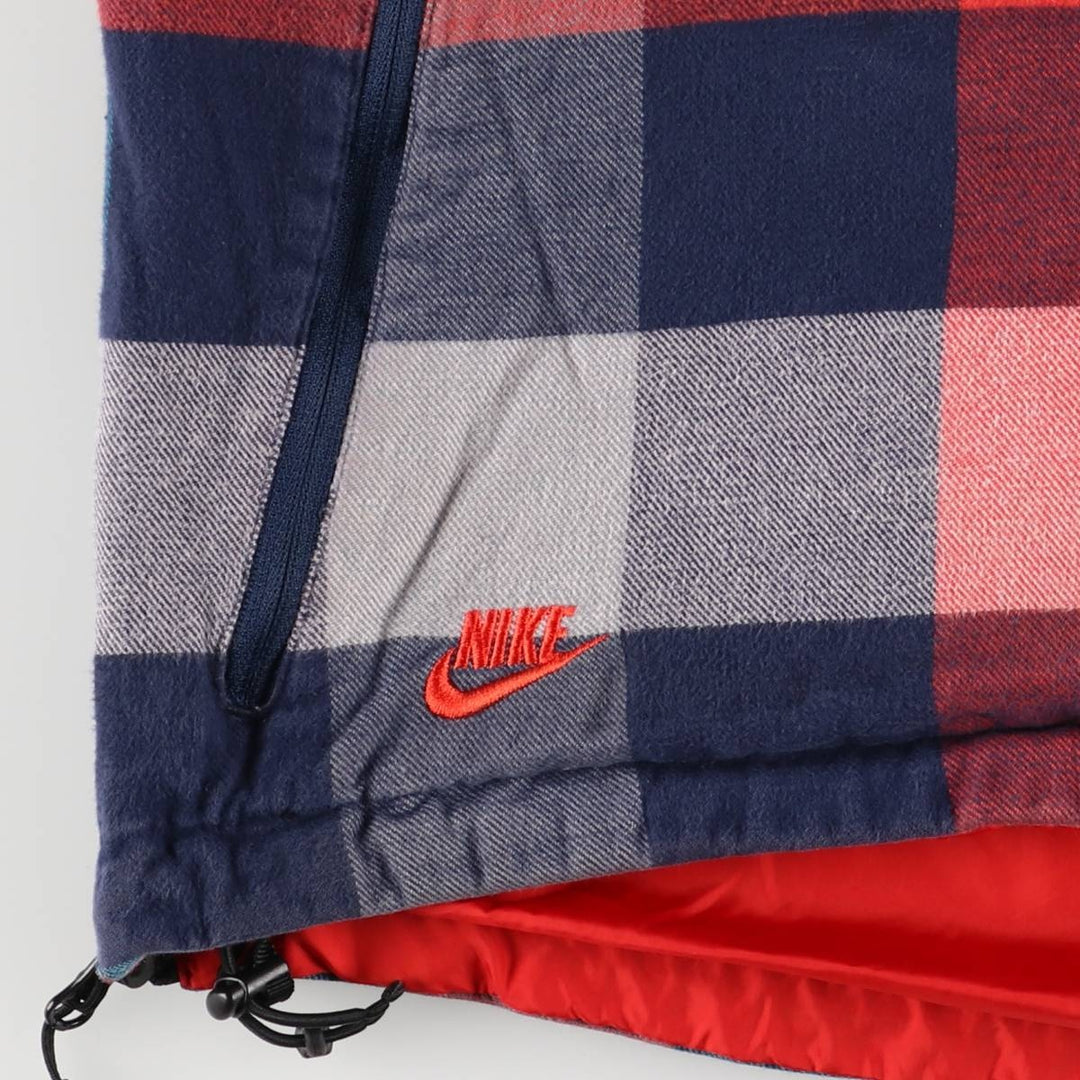 2000'S Nike Check Pattern Reversible Anorak Parka, Cotton Blouson, Men's Size L cotton multicolor Vintage Second Hand