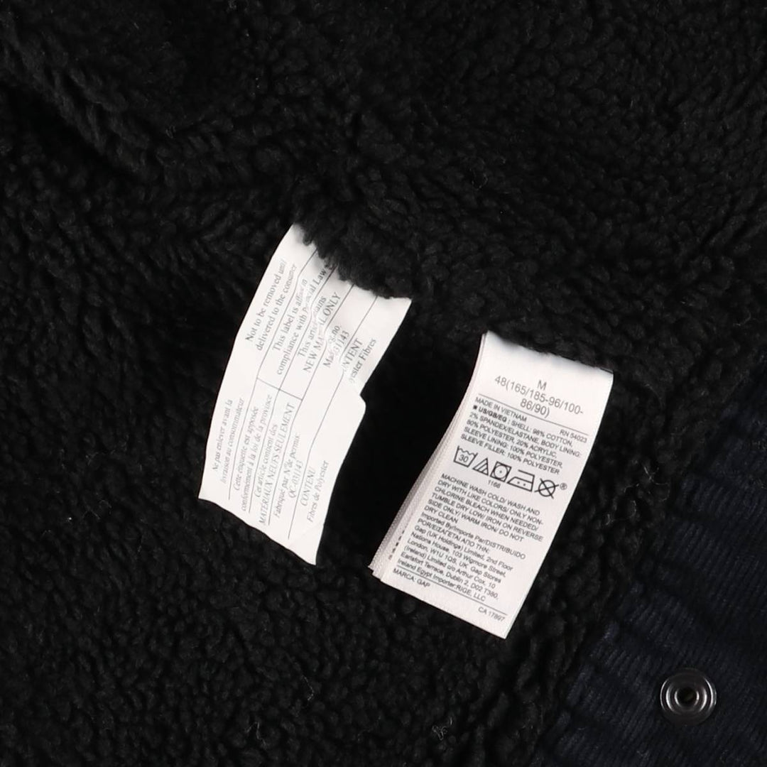 GAP DENIM Trucker Jacket, Corduroy Boa Jacket, Men's Size M cotton navy blue type Vintage Second Hand