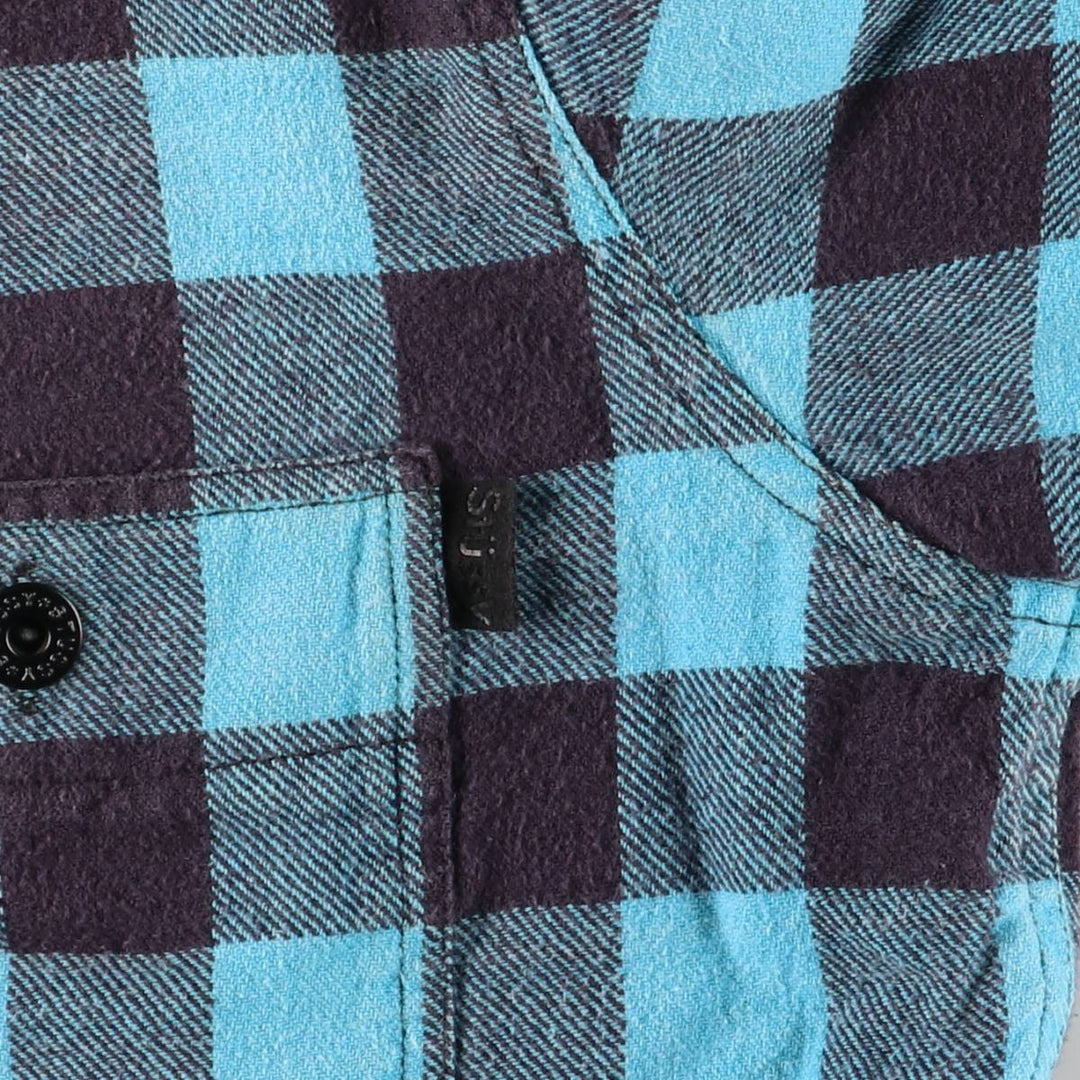 Stussy buffalo check padded puffer jacket, men's size M cotton blue type Vintage Second Hand