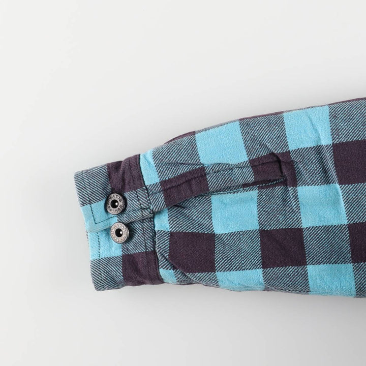 Stussy buffalo check padded puffer jacket, men's size M cotton blue type Vintage Second Hand