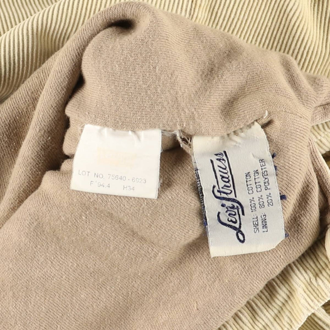 Levi's Anorak Parka Corduroy Blouson Men's Size L cotton Beige type Vintage Second Hand