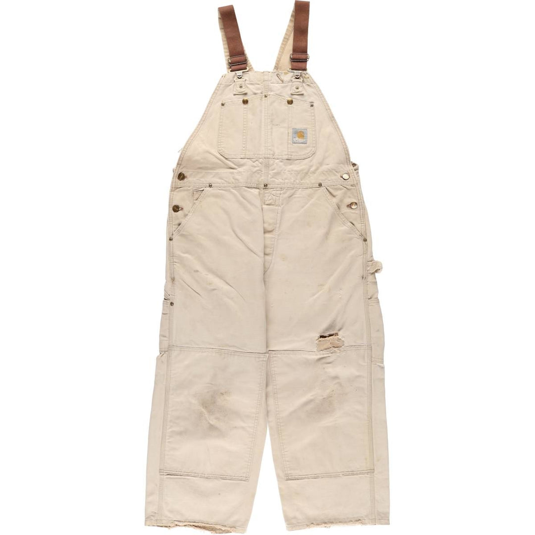 Carhartt Double Knee Duck Overalls, Made in USA, Men's, W37 equivalent cotton Beige type Vintage Second Hand