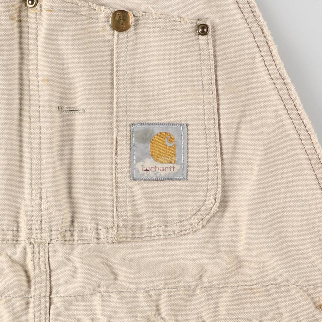 Carhartt Double Knee Duck Overalls, Made in USA, Men's, W37 equivalent cotton Beige type Vintage Second Hand