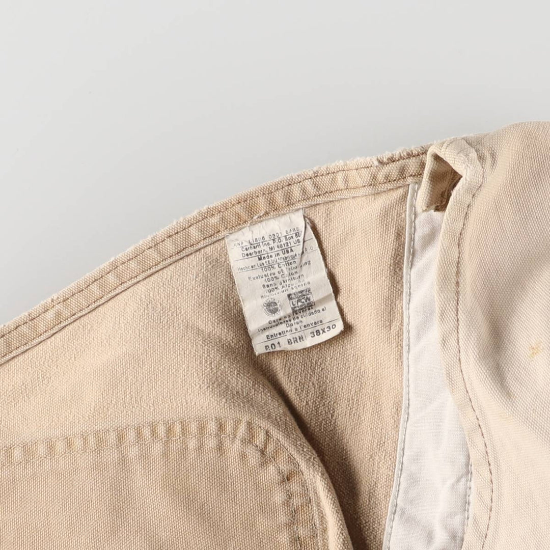 Carhartt Double Knee Duck Overalls, Made in USA, Men's, W37 equivalent cotton Beige type Vintage Second Hand
