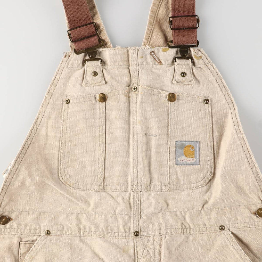 Carhartt Double Knee Duck Overalls, Made in USA, Men's, W37 equivalent cotton Beige type Vintage Second Hand