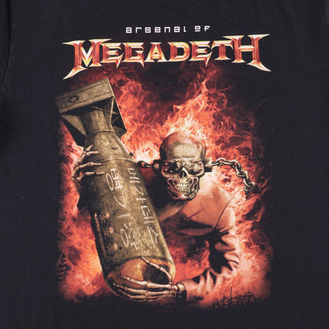 Anvil MEGADETH Skull Pattern Band T-shirt, Men's M size cotton black type Vintage Second Hand