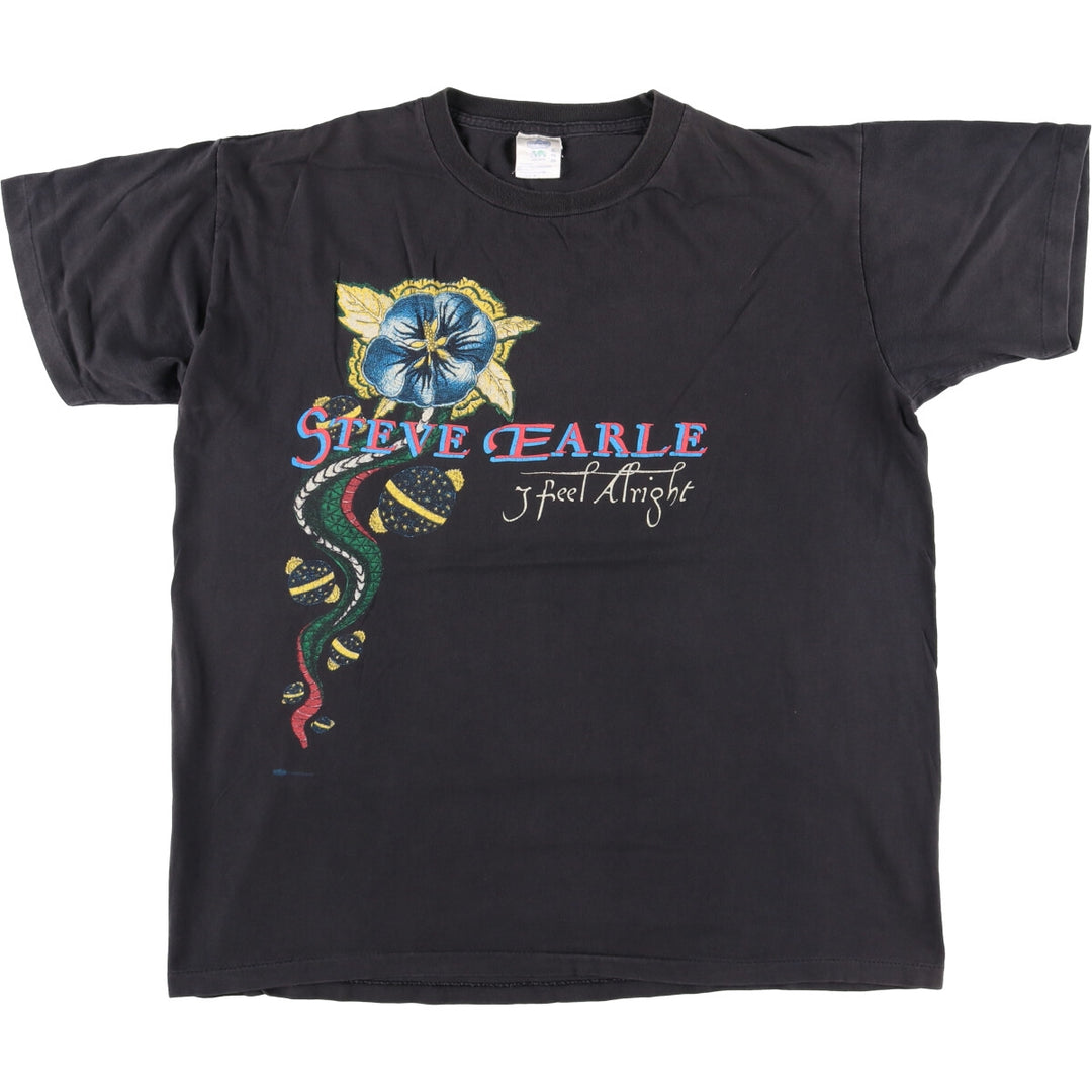 WINTER LAND STEVE EARLE Band T-shirt, Made in USA, Men's XL cotton Charcoal Vintage Second Hand