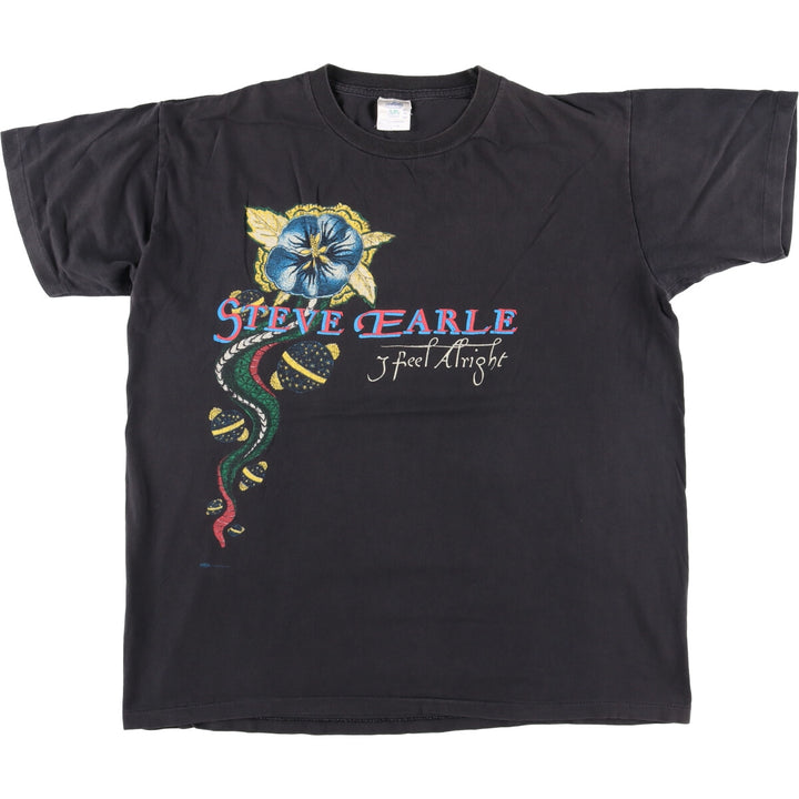 WINTER LAND STEVE EARLE Band T-shirt, Made in USA, Men's XL cotton Charcoal Vintage Second Hand