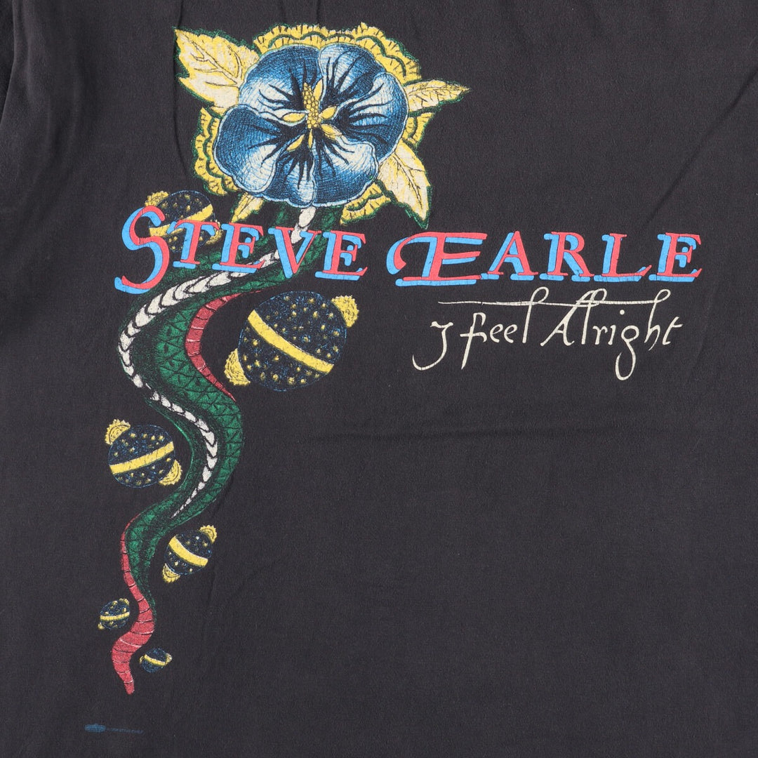 WINTER LAND STEVE EARLE Band T-shirt, Made in USA, Men's XL cotton Charcoal Vintage Second Hand