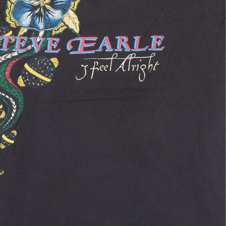 WINTER LAND STEVE EARLE Band T-shirt, Made in USA, Men's XL cotton Charcoal Vintage Second Hand