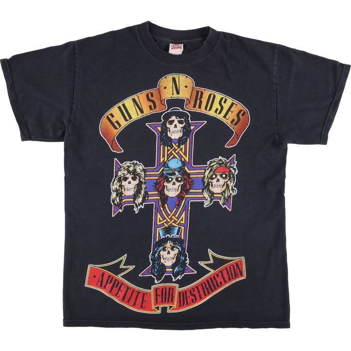 ALSTYLE GUNS N' ROSES Skull Pattern Band T-shirt, Men's M size cotton black type Vintage Second Hand
